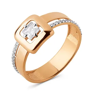 Кольцо из красного золота с фианитами