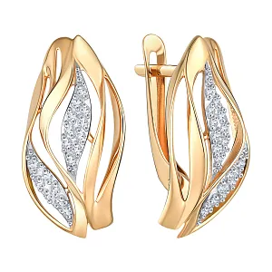 Серьги из красного золота с фианитами