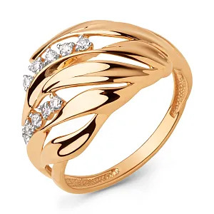 Кольцо из красного золота с фианитами