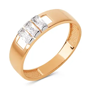 Кольцо из красного золота с фианитами