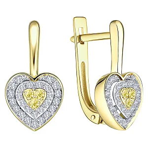 Серьги из желтого золота с бриллиантами