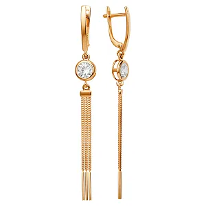 Серьги из красного золота с фианитами