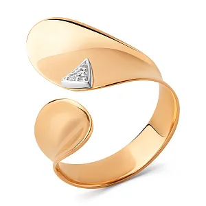 Кольцо из красного золота с фианитами