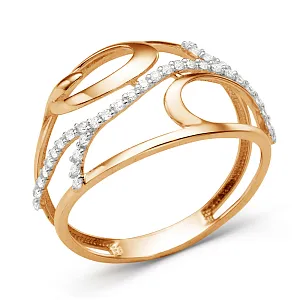 Кольцо из красного золота с фианитами