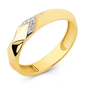 Кольцо из желтого золота с фианитами