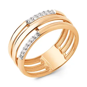 Кольцо из красного золота с фианитами