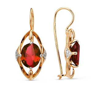 Серьги из красного золота с корундами