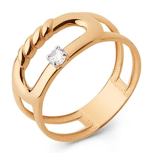 Кольцо из красного золота с фианитом