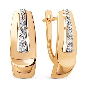 Серьги из красного золота с фианитами