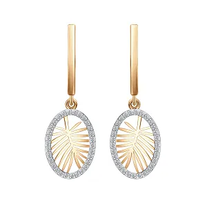 Серьги из красного золота с фианитами