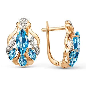 Серьги из красного золота с топазами