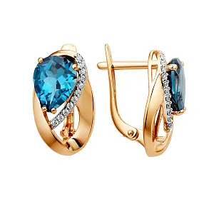 Серьги из красного золота с swiss топазами