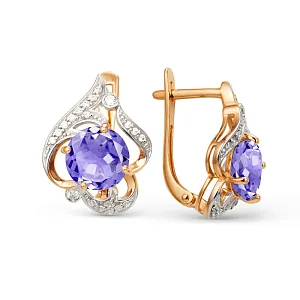 Серьги из красного золота с аметистами
