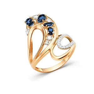 Кольцо из красного золота с сапфирами