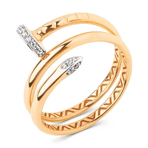 Кольцо из красного золота с фианитами