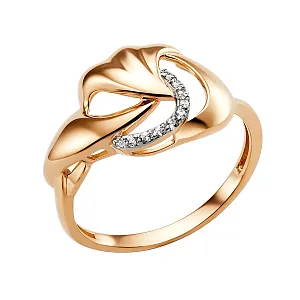 Кольцо из красного золота с фианитами