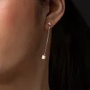 Серьги пусеты из красного золота с фианитами