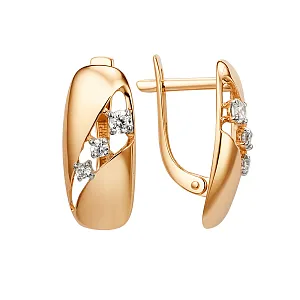 Серьги из красного золота с фианитами