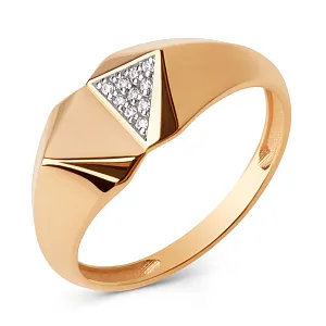 Кольцо из красного золота с фианитами