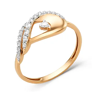 Кольцо из красного золота с фианитами