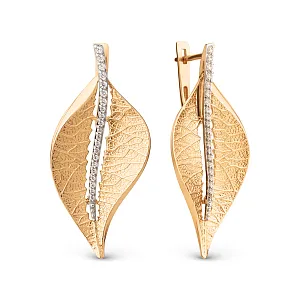 Серьги из красного золота с фианитами