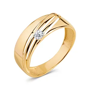 Кольцо из красного золота с фианитом