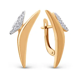 Серьги из красного золота с фианитами