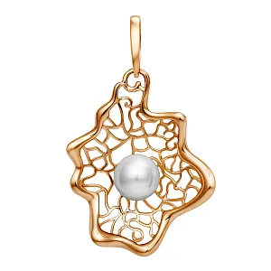 Подвеска из красного золота с жемчугом