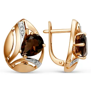 Серьги из красного золота с раухтопазами