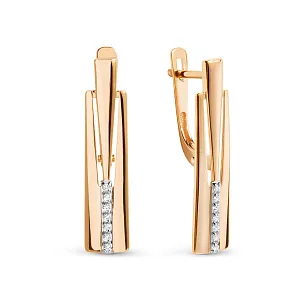 Серьги из красного золота с фианитами