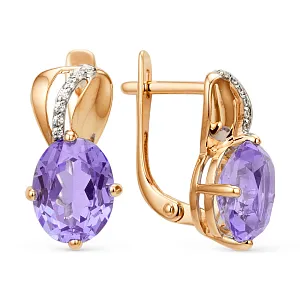 Серьги из красного золота с аметистами