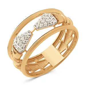 Кольцо из красного золота с фианитами