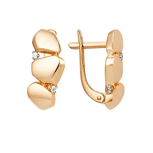 Серьги из красного золота с фианитами