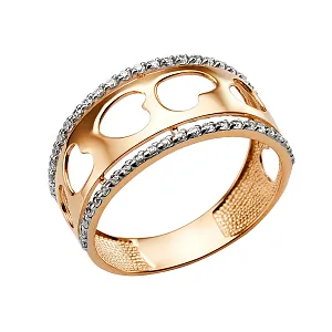 Кольцо из красного золота с фианитами