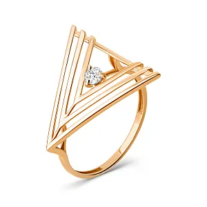 Кольцо из красного золота с фианитом