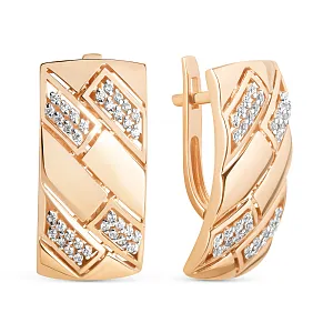 Серьги из красного золота с фианитами