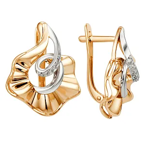 Серьги из красного золота с фианитами