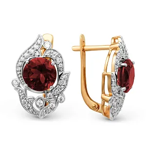 Серьги из красного золота с гранатами