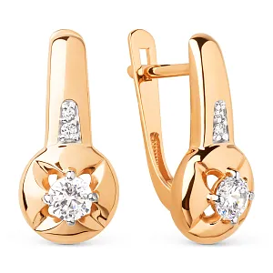 Серьги из красного золота с фианитами