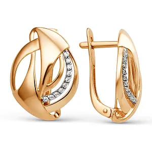 Серьги из красного золота с фианитами