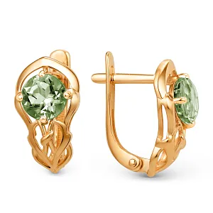 Серьги из красного золота с празиолитами