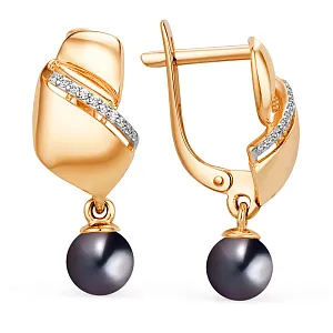 Серьги из красного золота с фианитами