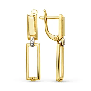 Серьги из желтого золота с фианитами