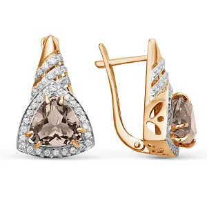 Серьги из красного золота с раухтопазами