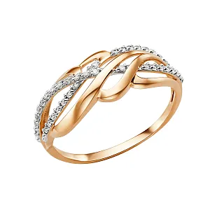 Кольцо из красного золота с фианитами