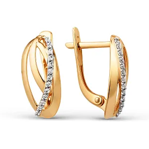 Серьги из красного золота с фианитами