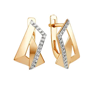 Серьги из красного золота с фианитами