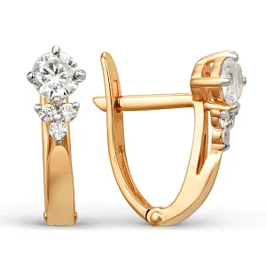 Серьги из красного золота с фианитами