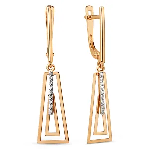 Серьги из красного золота с фианитами