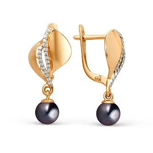 Серьги из красного золота с фианитами